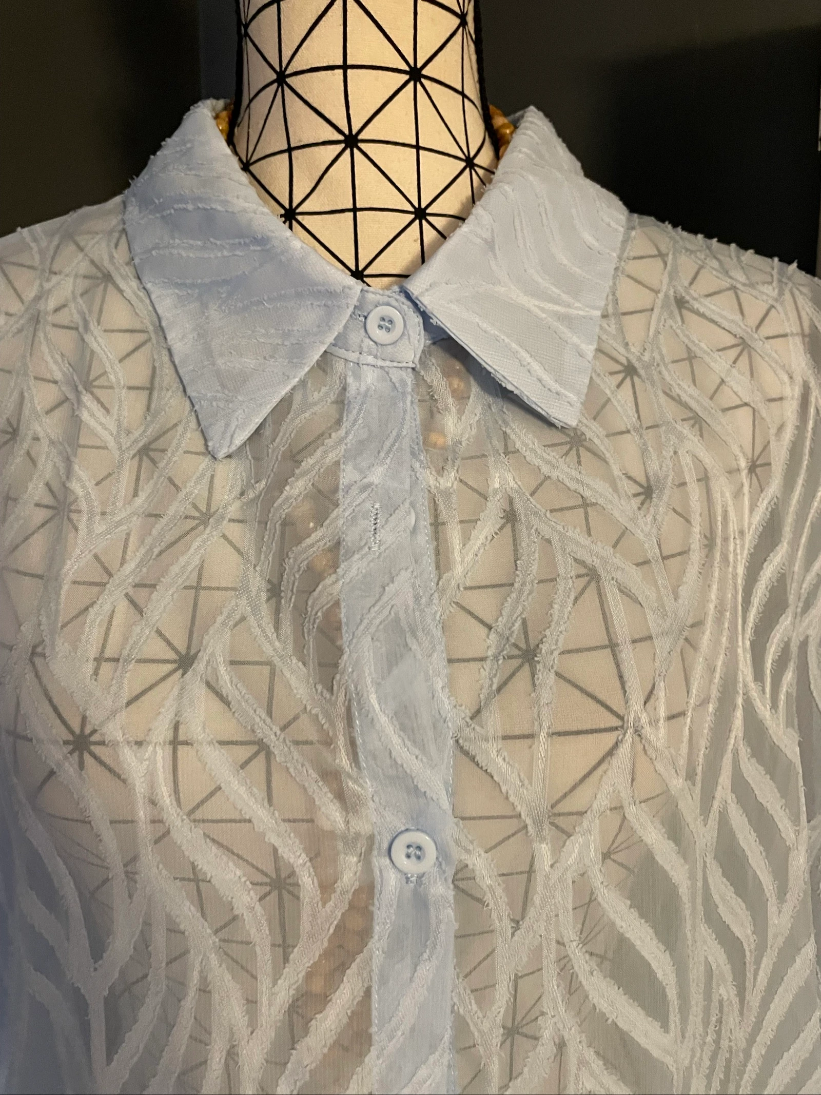 💖 blusa blusa túnica azul claro texturizada transparente tamanho grande 58 chique elegante 💖 – photo 2